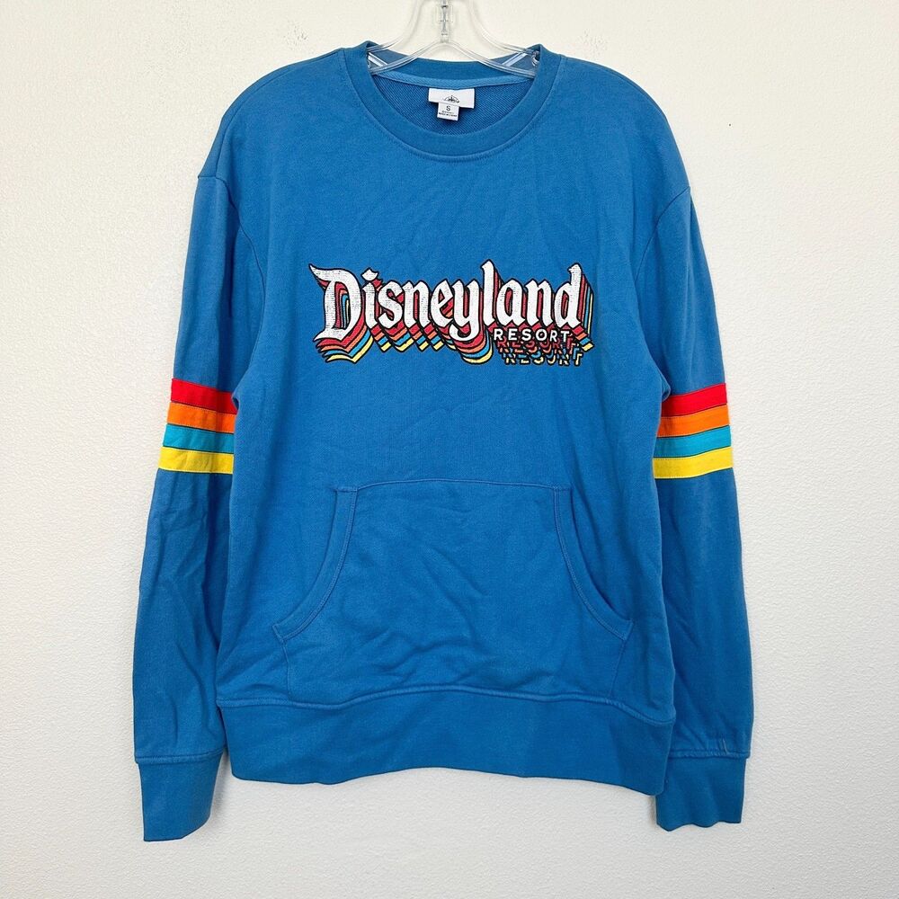Disneyland Resort Retro Rainbow Long Sleeve Crewneck Sweatshirt Blue Women Small